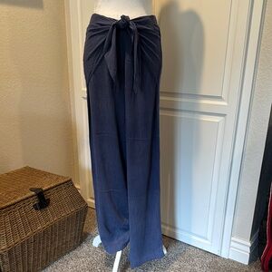 HEI Navy Wide-Leg Pants with Tie Waist